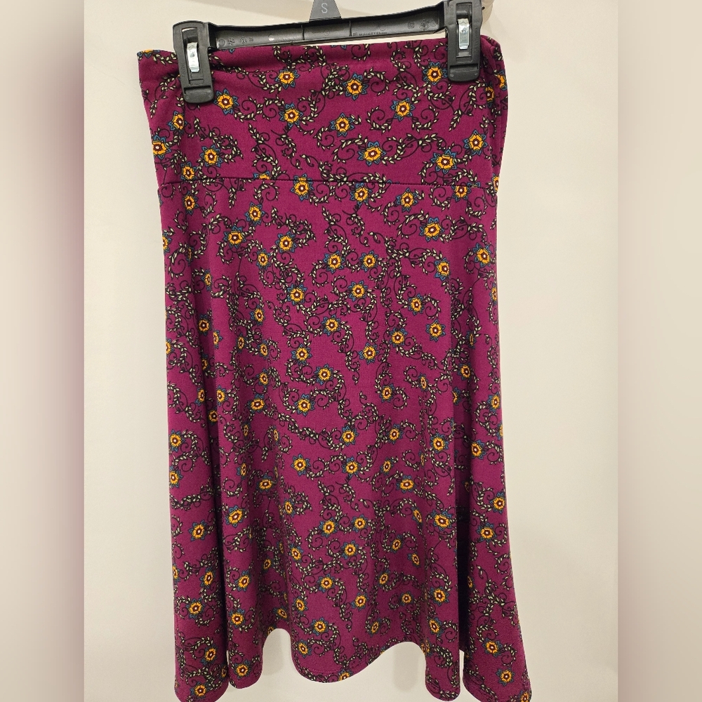 LuLaRoe Azure A-line Skirt in Purple with Yellow Floral Design Size XS